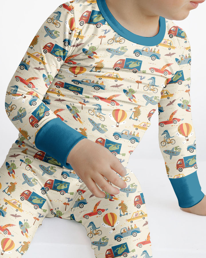 Monsters on the Move Bamboo Two Piece Long Sleeve Pajama Set