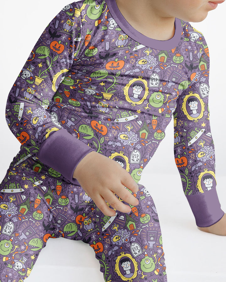 Halloween Monster Fun Bamboo Two Piece Long Sleeve Pajama Set