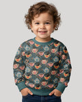 Folk Floral Black Cat Tea Party Bamboo Crewneck Sweatshirt