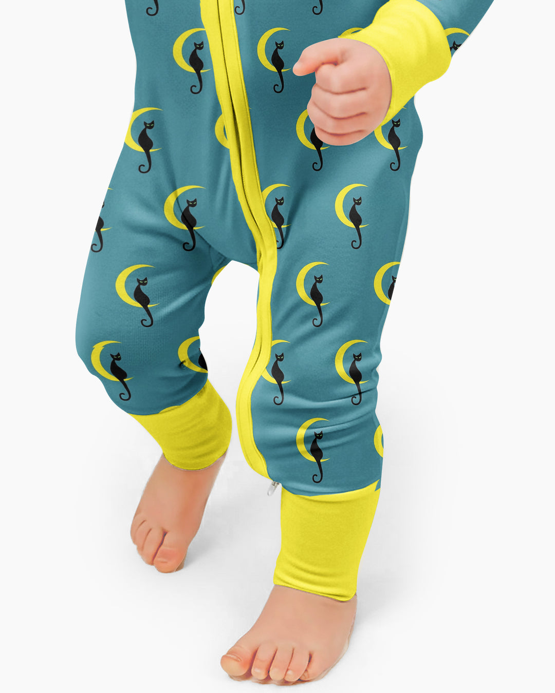 Black Cat Crescent Moon Celestial Night Bamboo Convertible Zippy