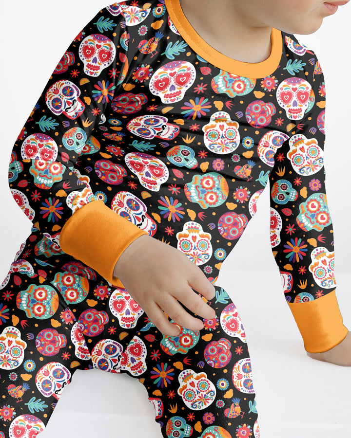 Día de los Muertos Mexico Halloween Bamboo Two Piece Long Sleeve Pajama Set