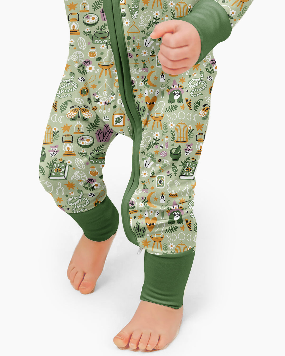 Boho Witchy Celestial Magic Floral Bamboo Convertible Zippy