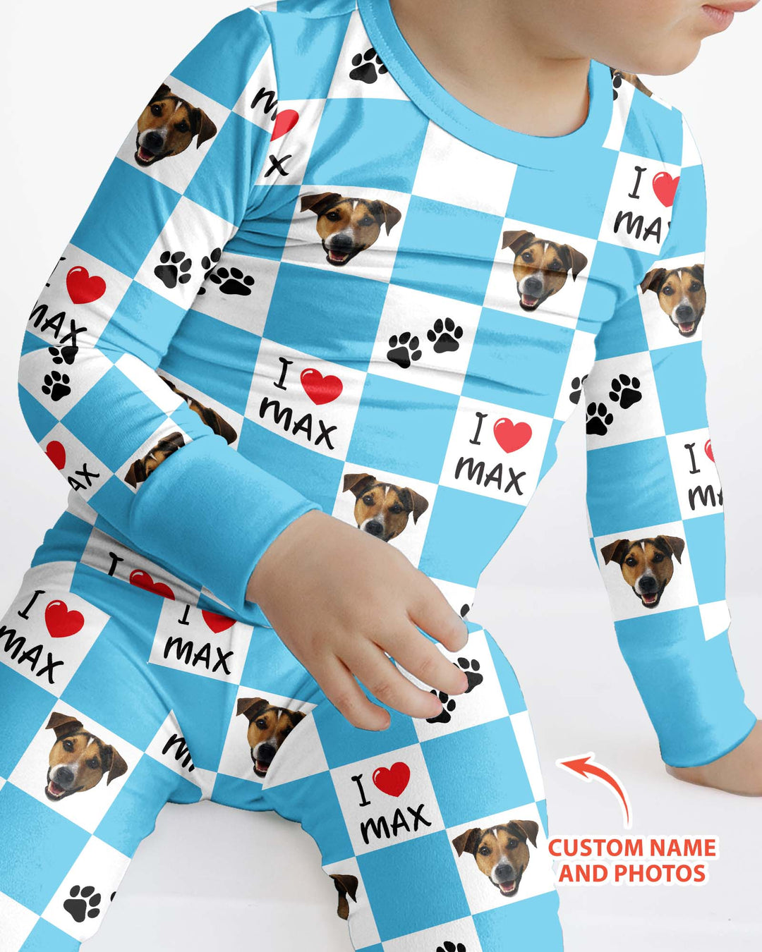 Custom Photo I Love My Best Friend Dog/ Cat Bamboo Two Piece Long Sleeve Pajama Set