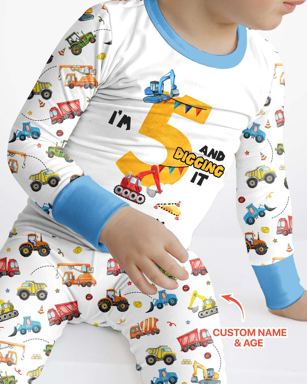 I'm Digging It Birthday - Personalized Name & Age Bamboo Two Piece Long Sleeve Pajama Set