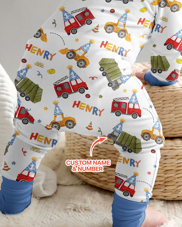 Personalized Birthday Trucks Bamboo Convertible Zippy