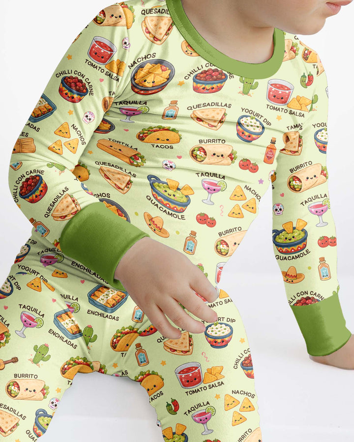 Kawaii Mexican Food Bamboo Two Piece Long Sleeve Pajama Set