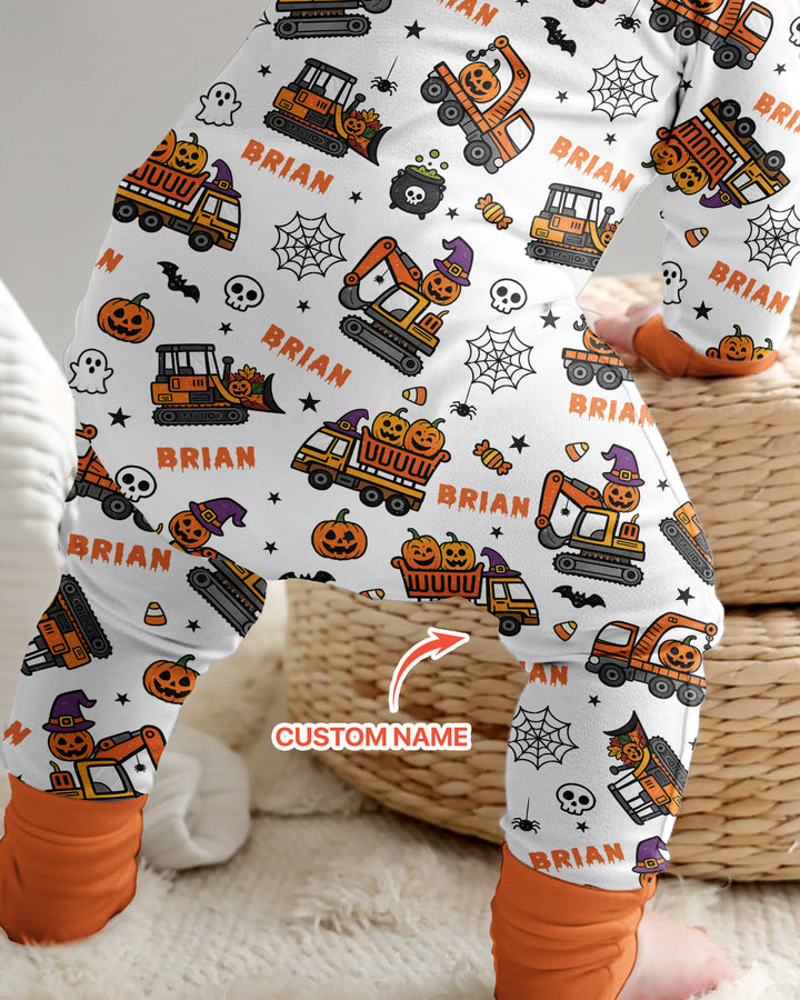 Custom Name Halloween Construction Trucks Bamboo Convertible Zippy