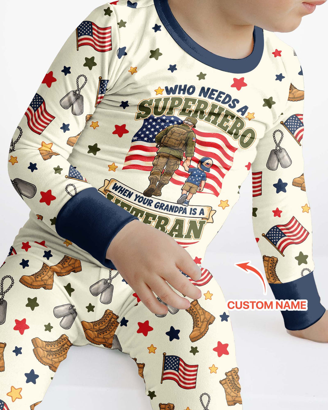 Who Needs Superhero When Your Grandpa Is A Veteran Bamboo Two Piece Long Sleeve Pajama Set