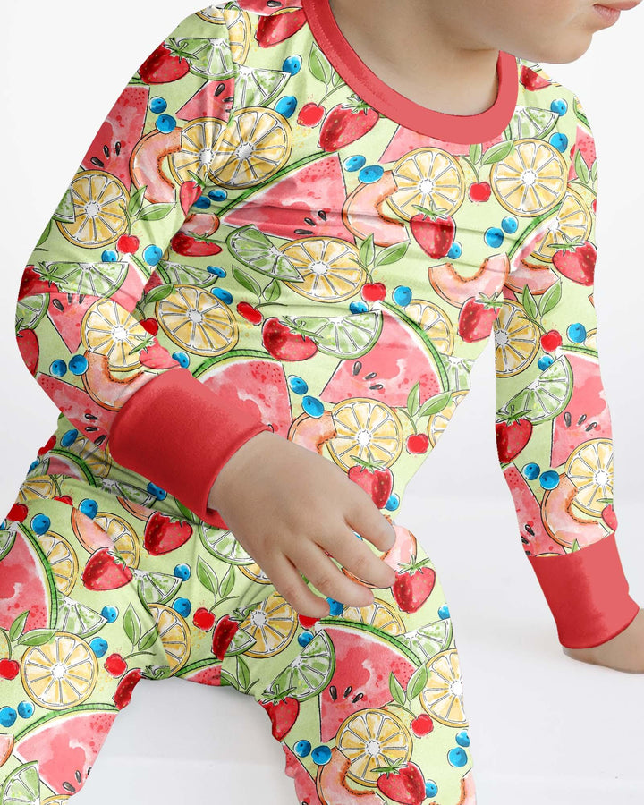 Zweiteiliges Langarm-Pyjama-Set mit Sommerfrüchten