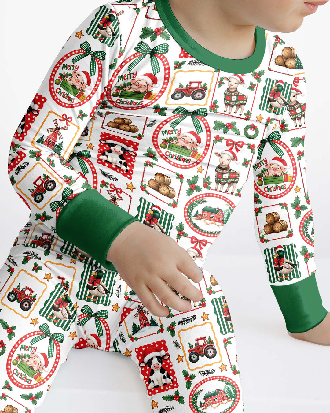 Christmas Farm Animals Bamboo Two Piece Long Sleeve Pajama Set
