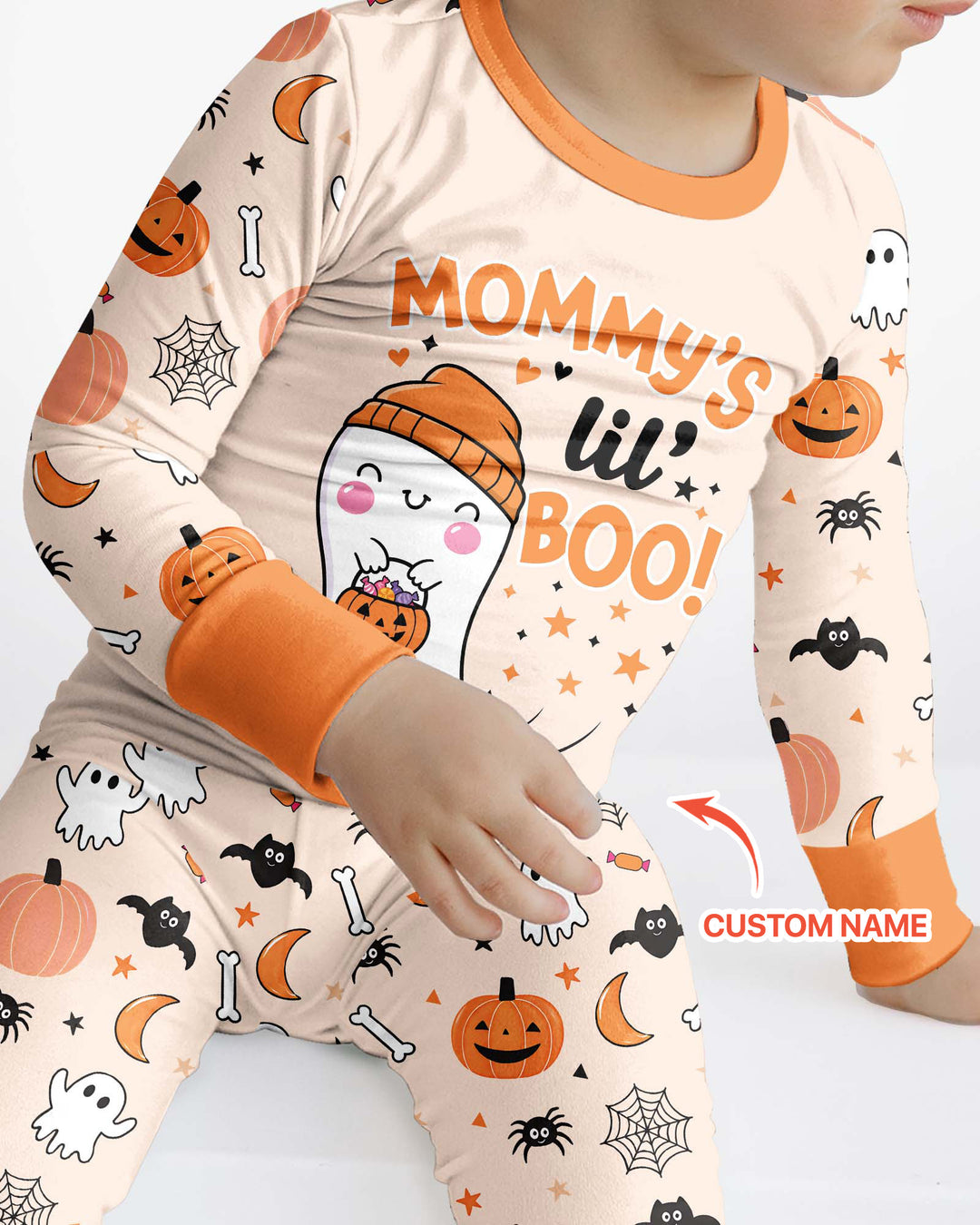 Custom Name Mommy's Lil' Boo Bamboo Two Piece Long Sleeve Pajama Set