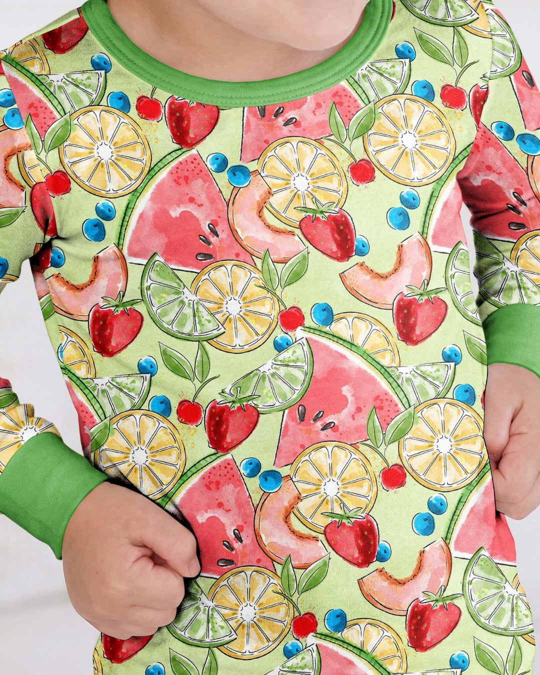 Zweiteiliges Langarm-Pyjama-Set mit Sommerfrüchten
