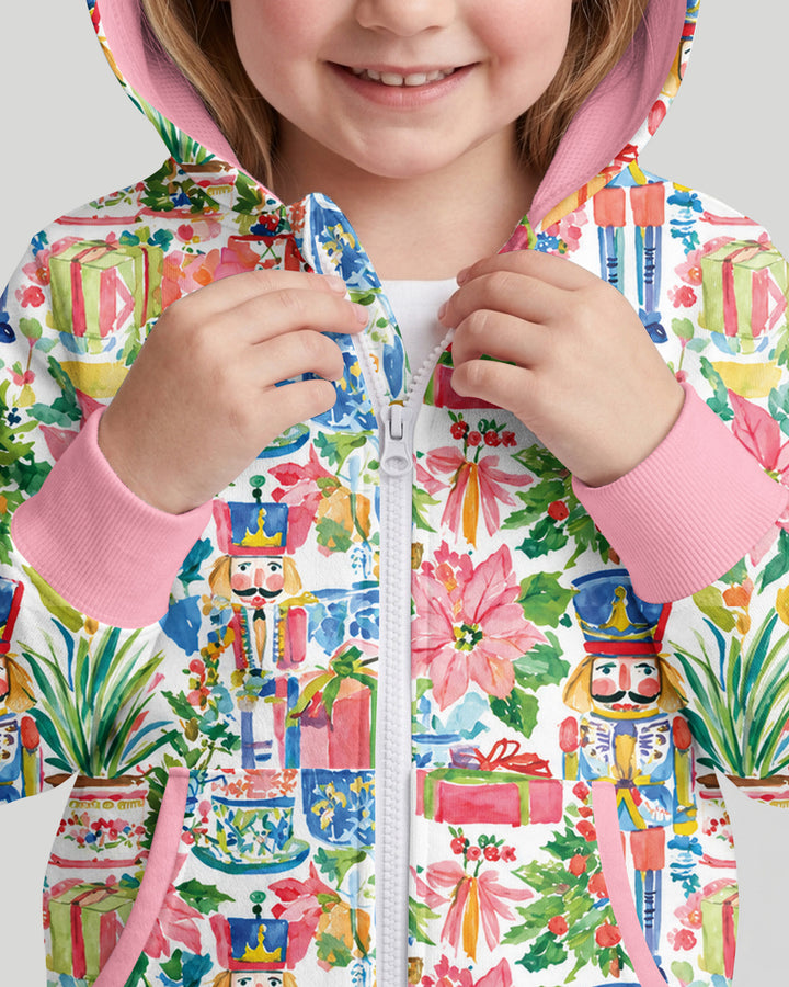 Watercolor Nutcracker Holiday Bamboo Zip Hoodie