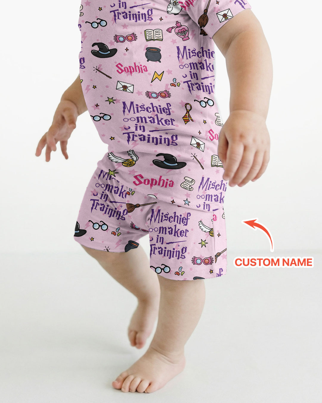Custom Name Mischief Maker In Training Bamboo Two Piece Short Sleeve Shorts Pajama Set
