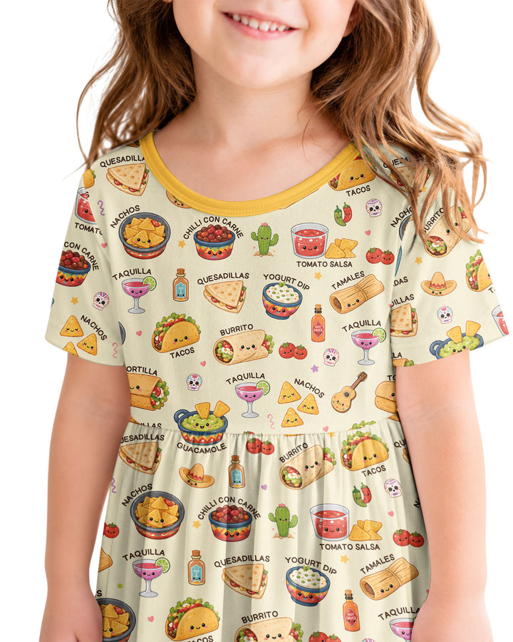 Kawaii Mexican Food Bamboo Twirl Dress