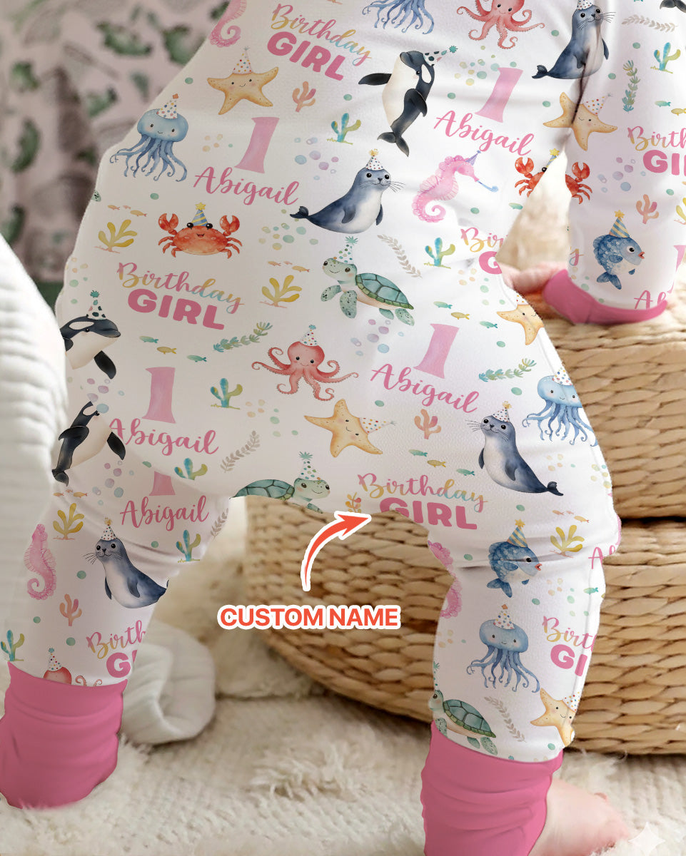 Birthday Under The Sea Custom Name & Age Bamboo Convertible Zippy