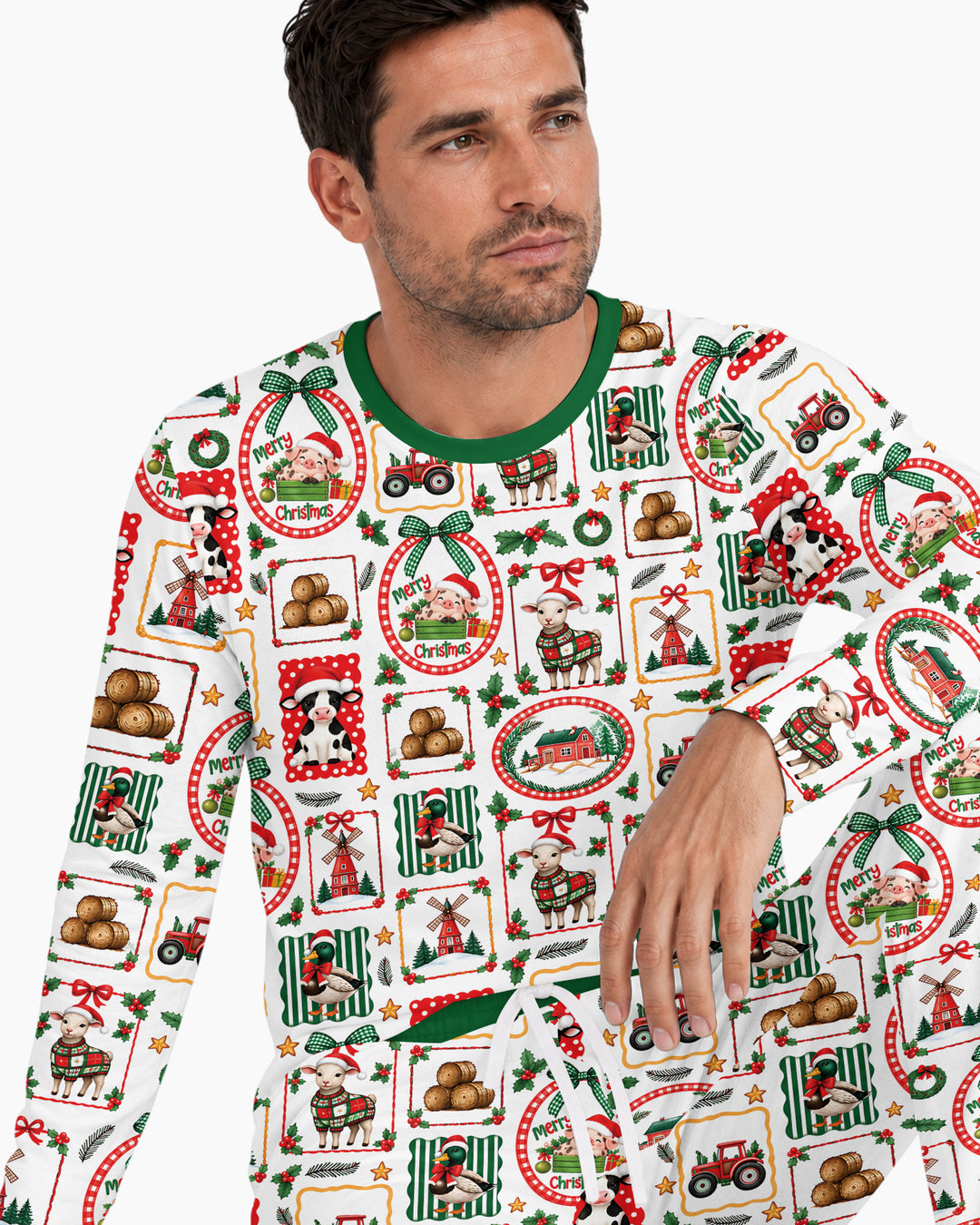 Christmas Farm Animals Bamboo Men's Pajama Set