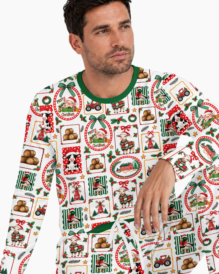Christmas Farm Animals Bamboo Men's Pajama Set