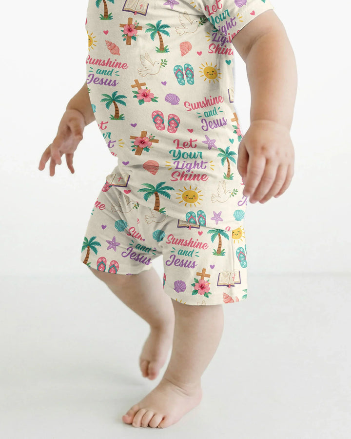 Schlafanzug-Set zweiteilig, kurze Ärmel, kurze Hose, Bambus