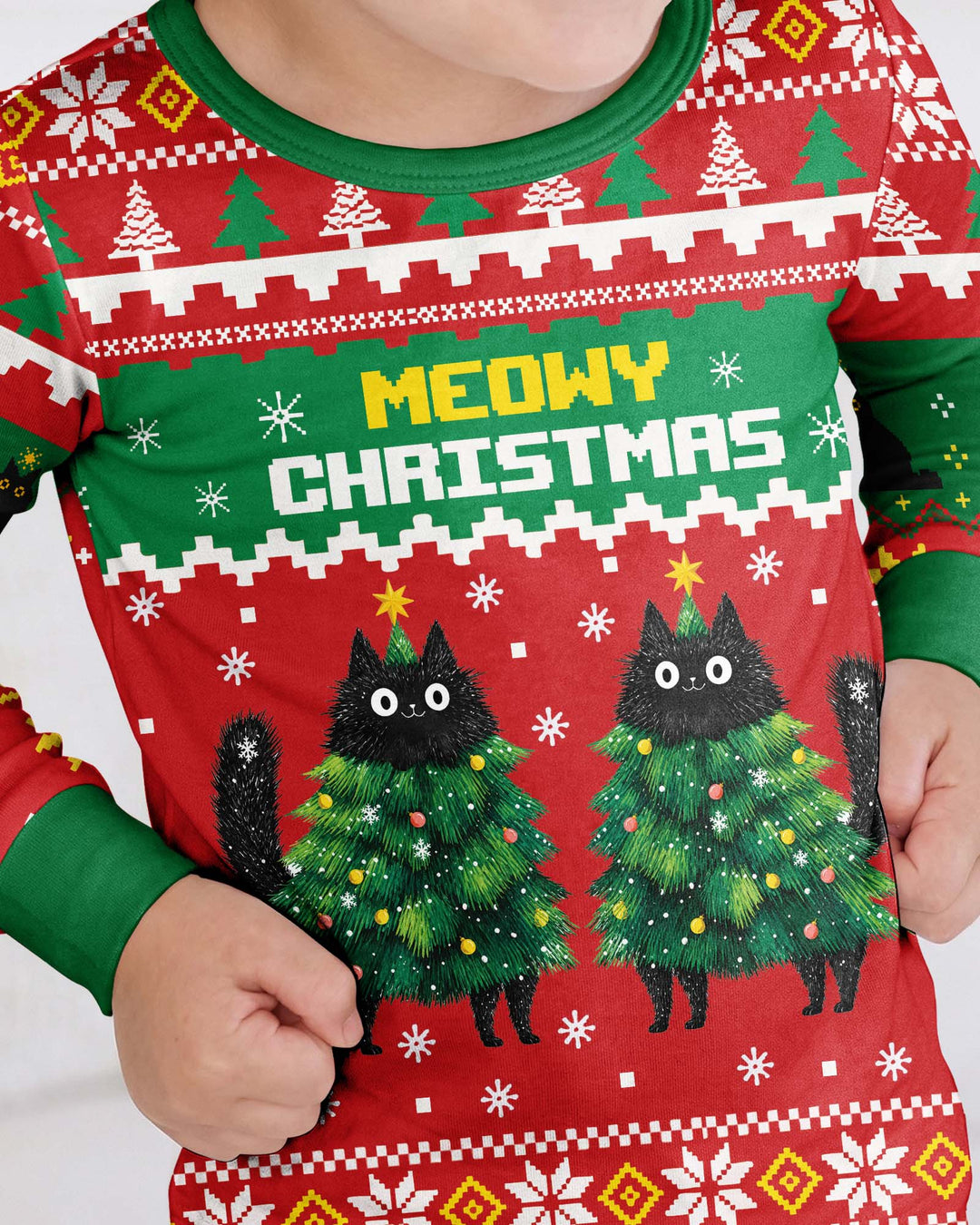 Meowy Christmas Bamboo Two Piece Long Sleeve Pajama Set