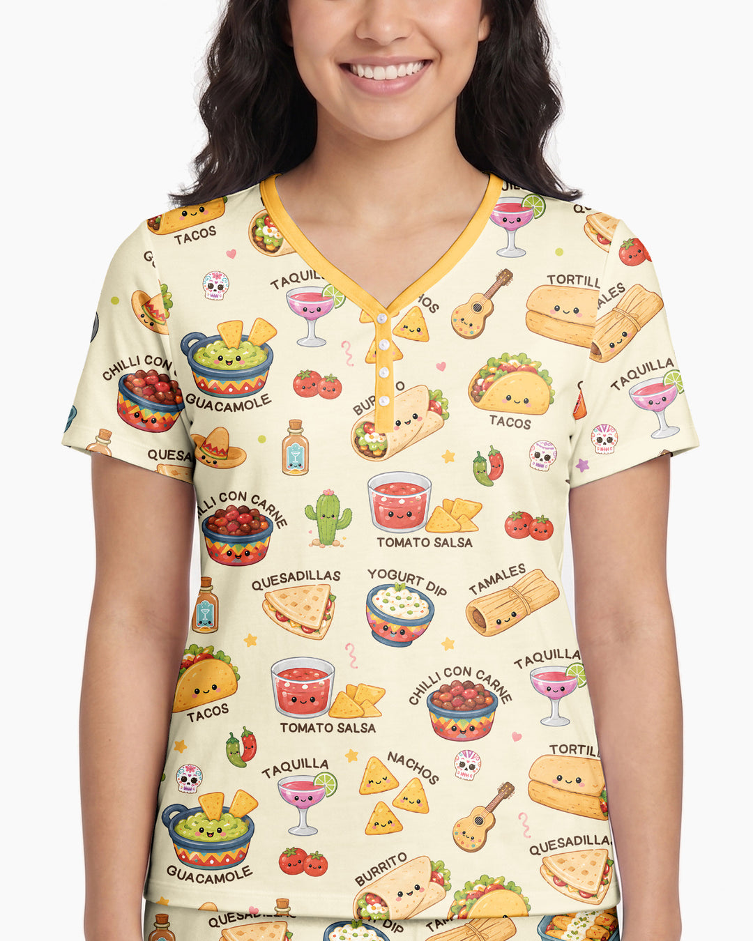 Kawaii Mexican Food Bamboo Women Short Sleeve Short Pajama Set