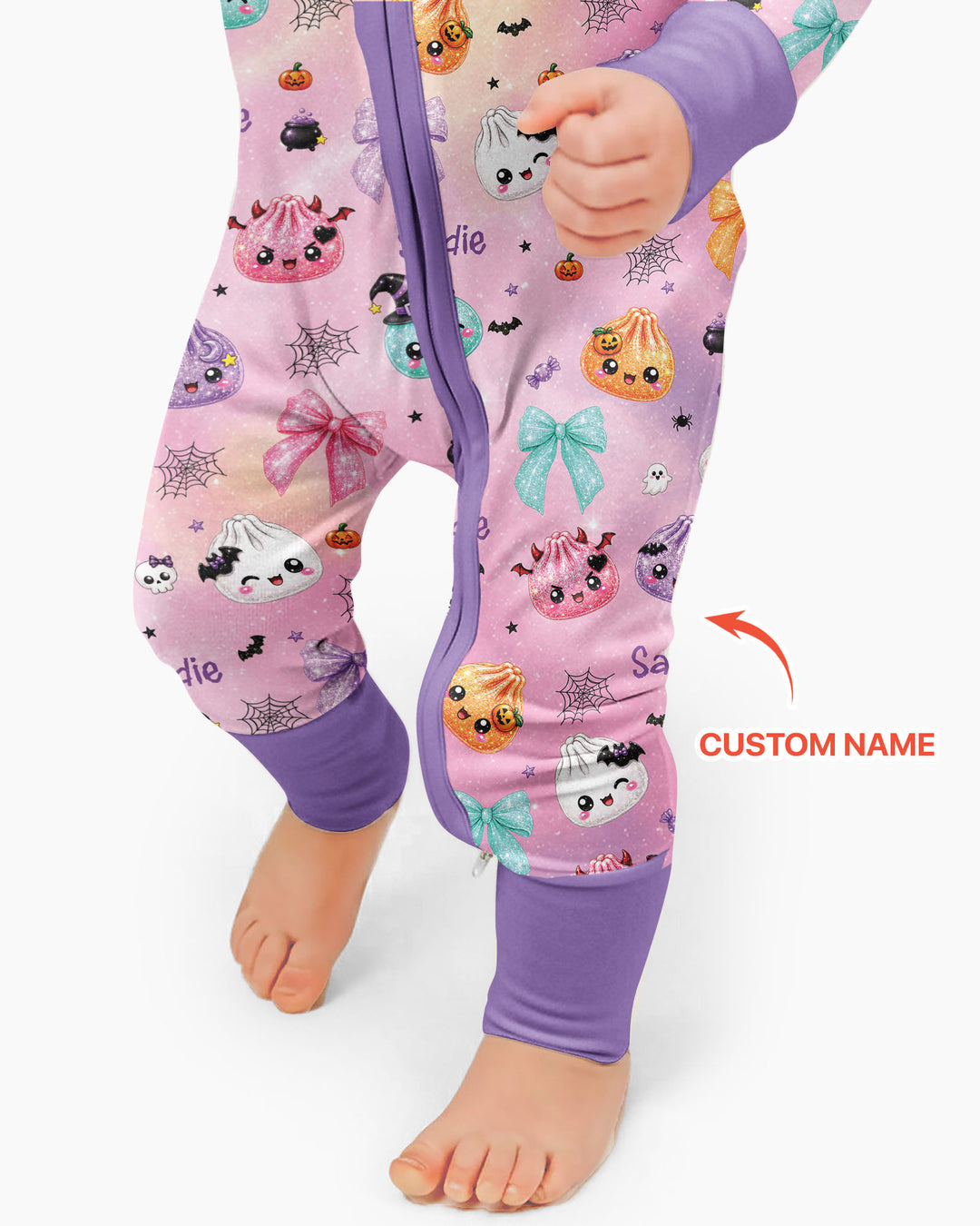 Custom Name Spooky Dumpling Bamboo Convertible Zippy