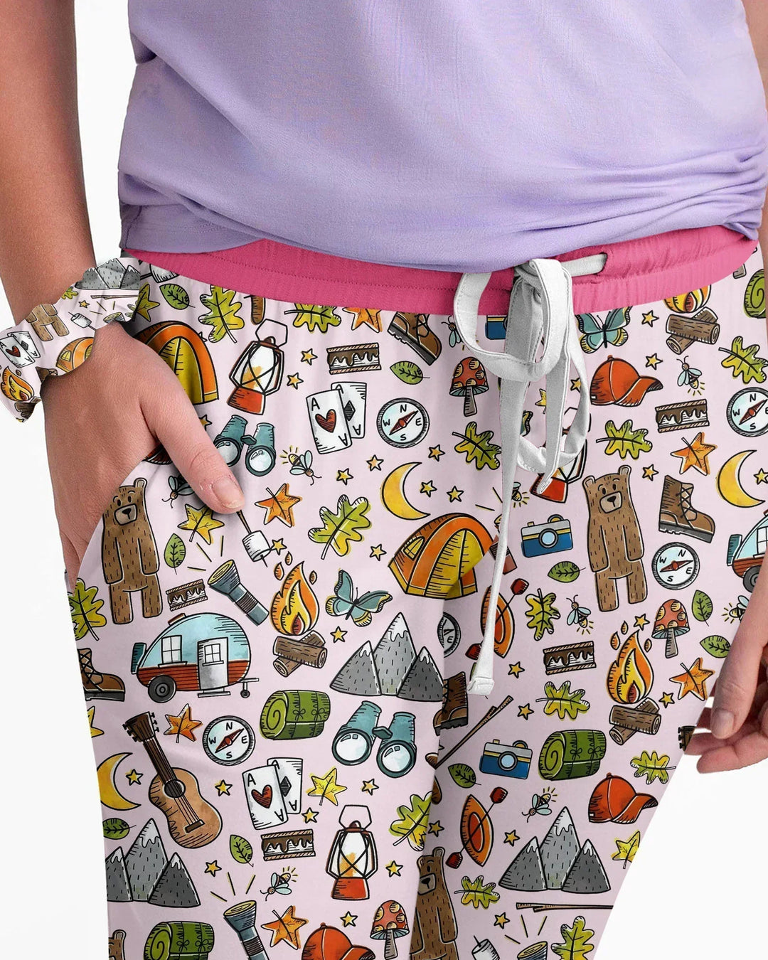 Lustiges Camper-Familien-Pyjama-Set aus Bambus für Damen