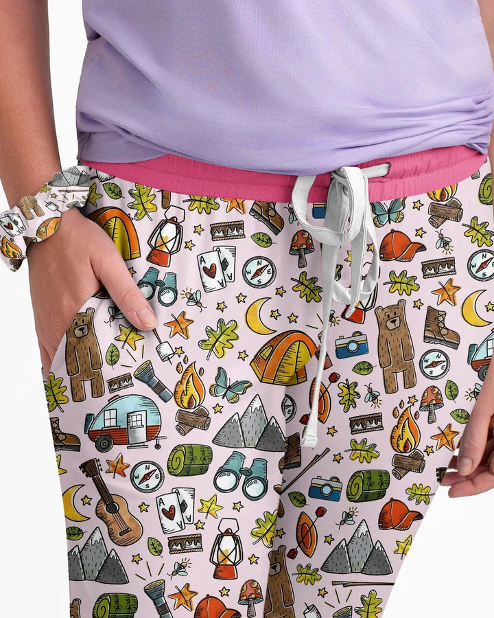 Lustiges Camper-Familien-Pyjama-Set aus Bambus für Damen