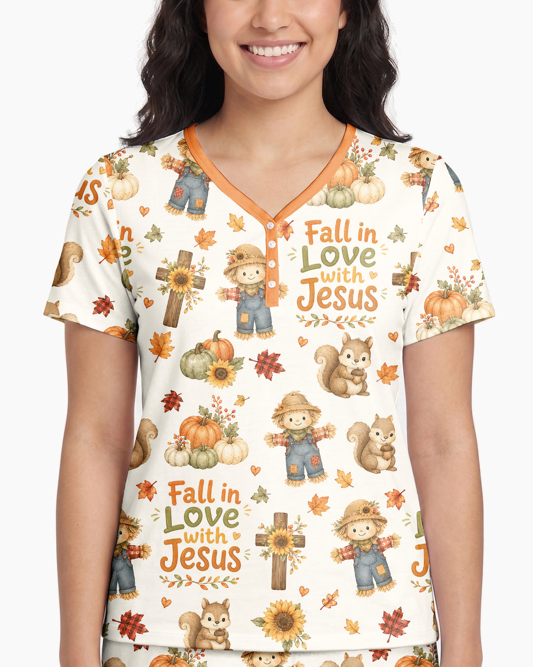 Fall For Jesus Bamboo Women Short Sleeve Short Pajama Set