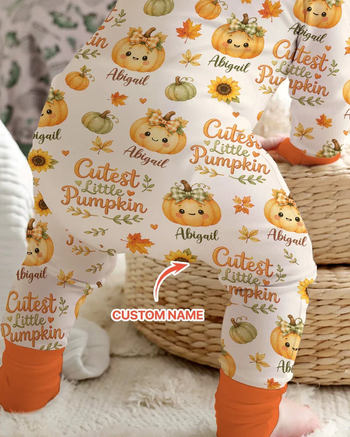 Custom Name Cutest Little Pumpkin Bamboo Convertible Zippy