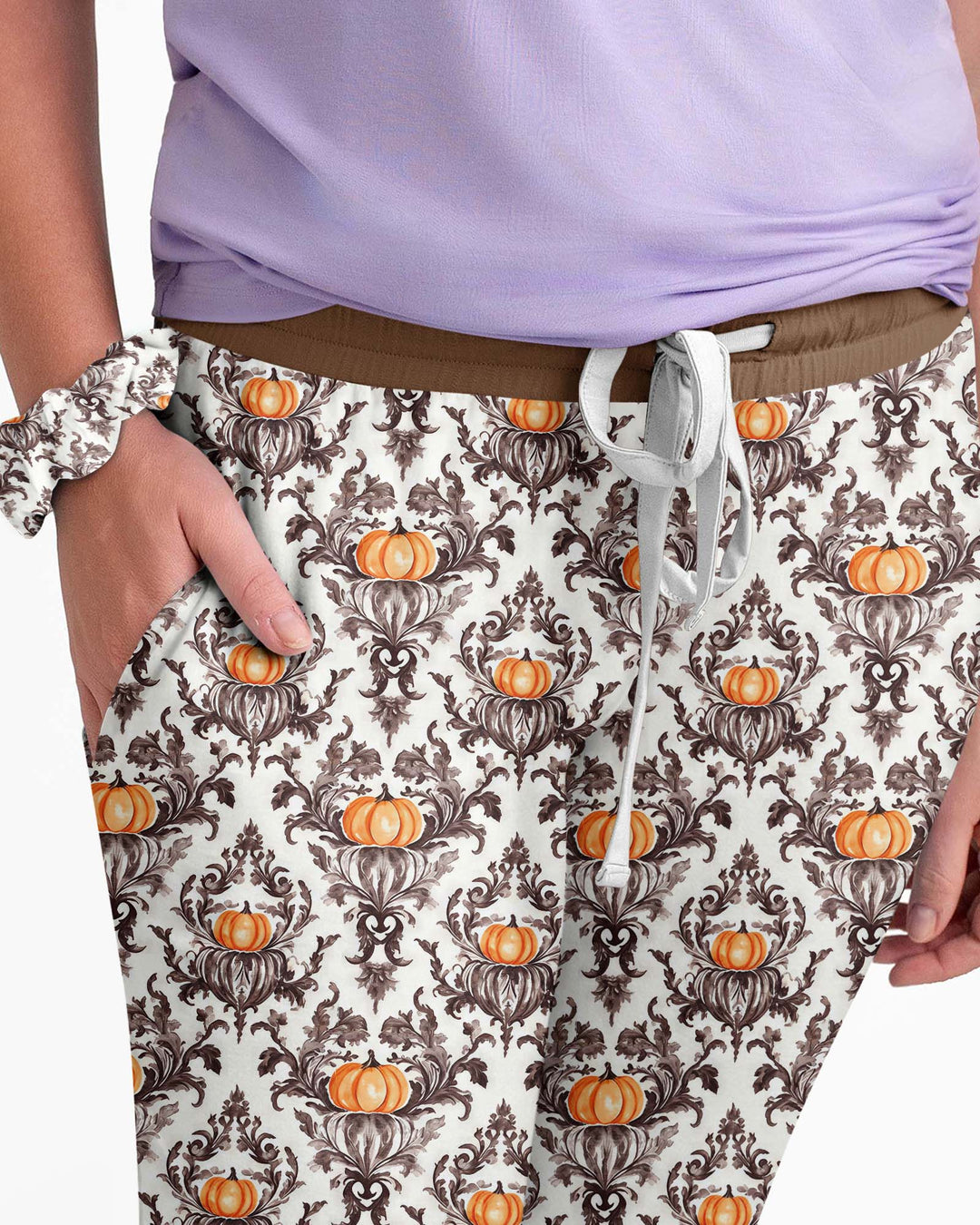 Pumpkin Toile Family Matching Bamboo Women Pajama Set