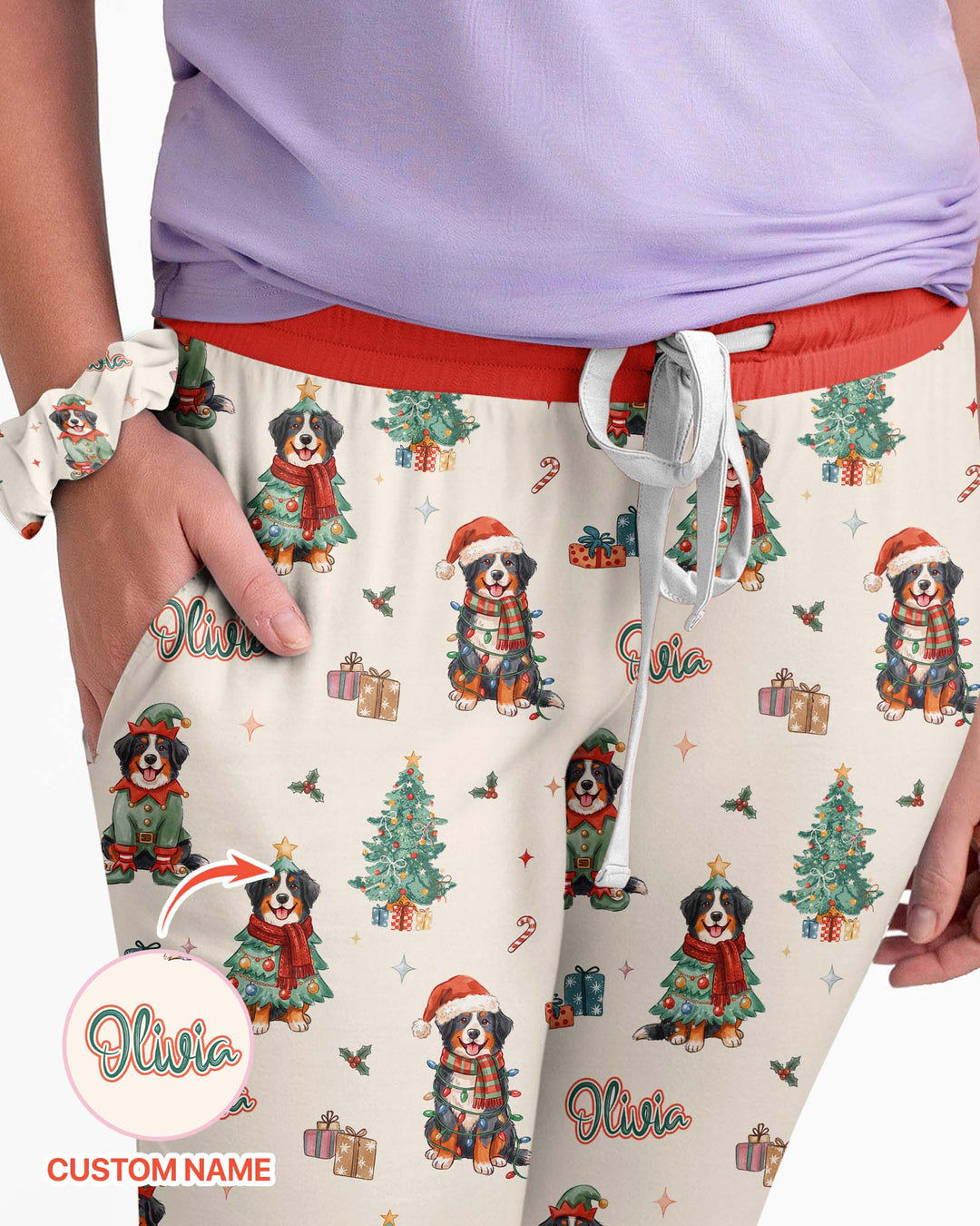 Christmas Bernese Mountain Dog Family Matching Bamboo Women Pajama Set