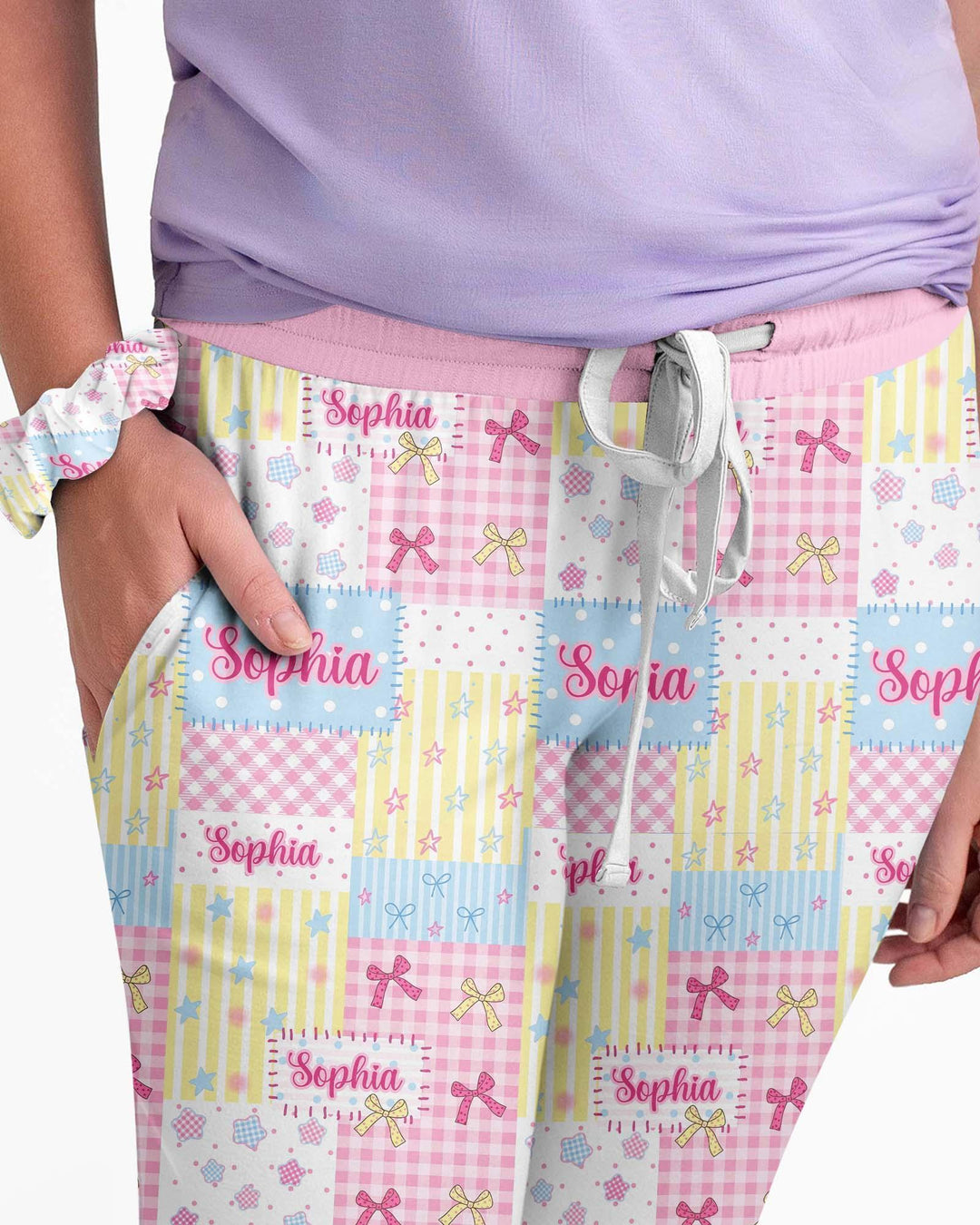 Custom Name Sweet Patchwork Bamboo Women Pajama Set