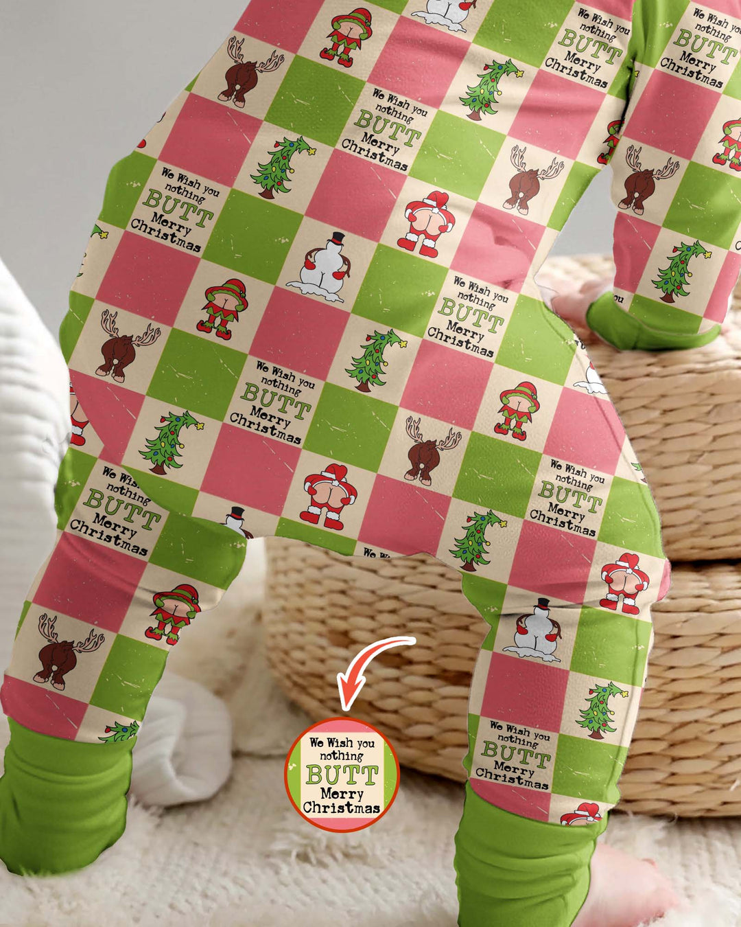 Nothing Butt Merry Christmas Checkerboard Bamboo Convertible Zippy