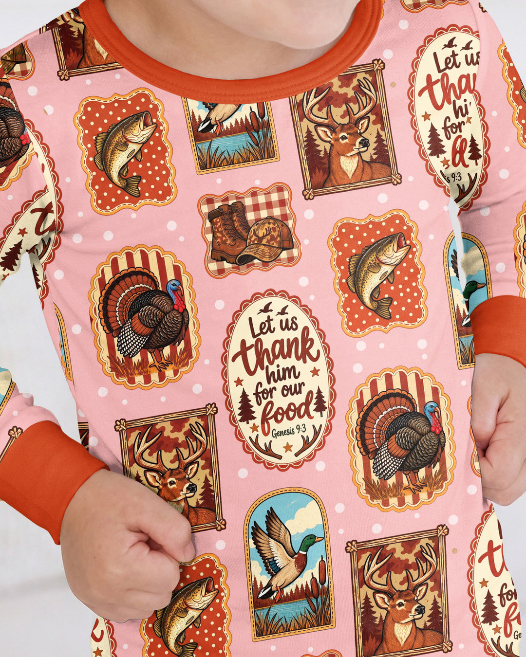 Hunting Let Us Thank Him For Our Food Bamboo Two Piece Long Sleeve Pajama Set