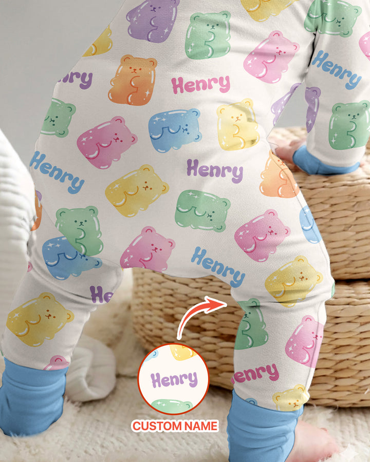 Kawaii Jelly Gummy Bears Custom Name Bamboo Convertible Zippy