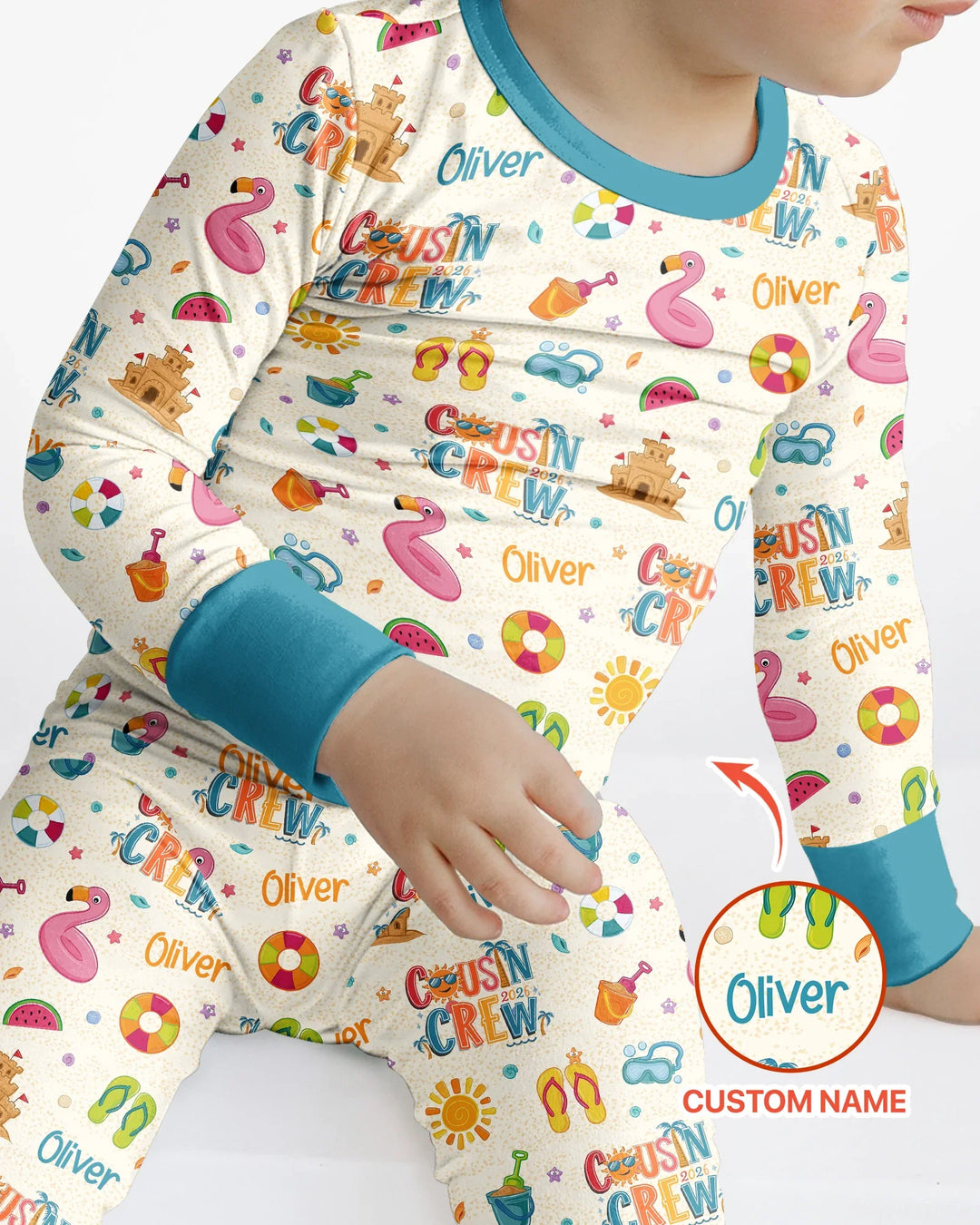 Zweiteiliges Langarm-Pyjama-Set mit Sommerfrüchten