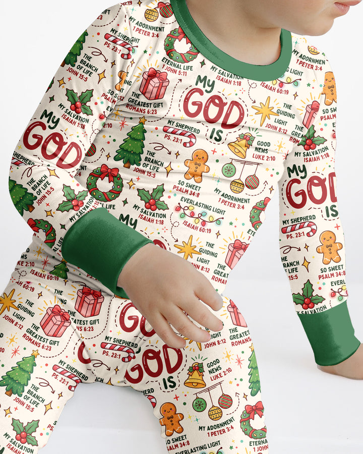 Christmas My God Is Bamboo Two Piece Long Sleeve Pajama Set