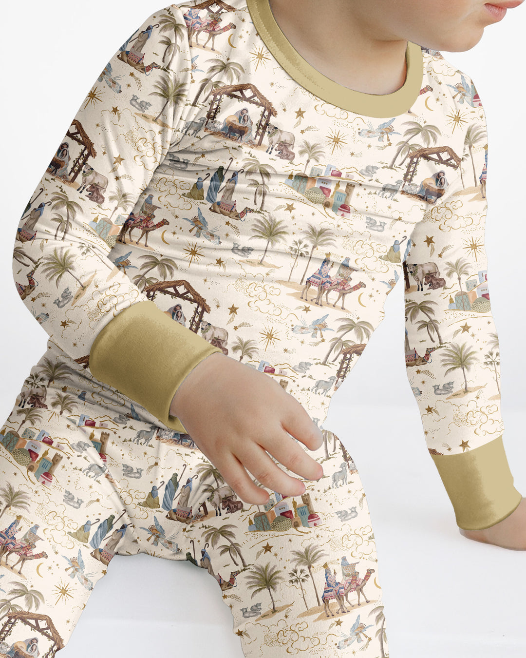 Silent Night Nativity Bamboo Two Piece Long Sleeve Pajama Set