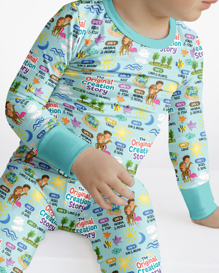 Zweiteiliges Langarm-Pyjama-Set mit Sommerfrüchten