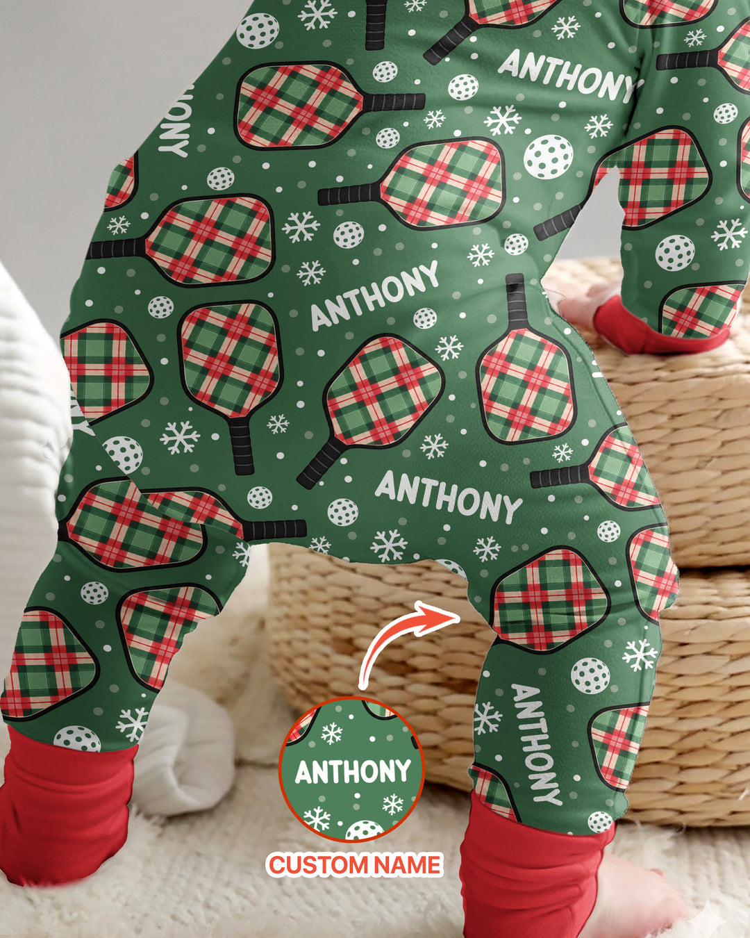 Custom Name Plaid Paddle Bamboo Convertible Zippy