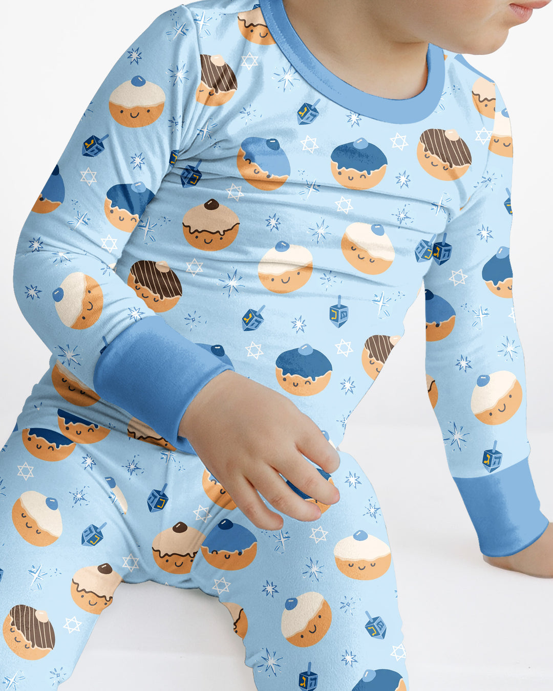 Hanukkah Donut Family Matching Bamboo Two Piece Long Sleeve Pajama Set