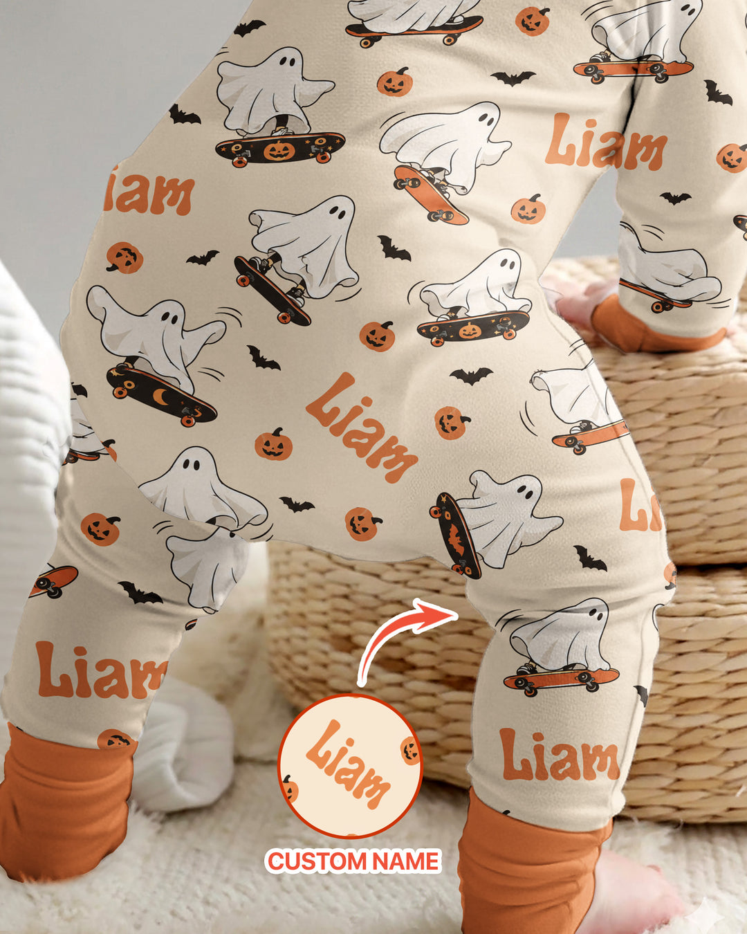 Skateboarding Ghost Halloween Bamboo Convertible Zippy