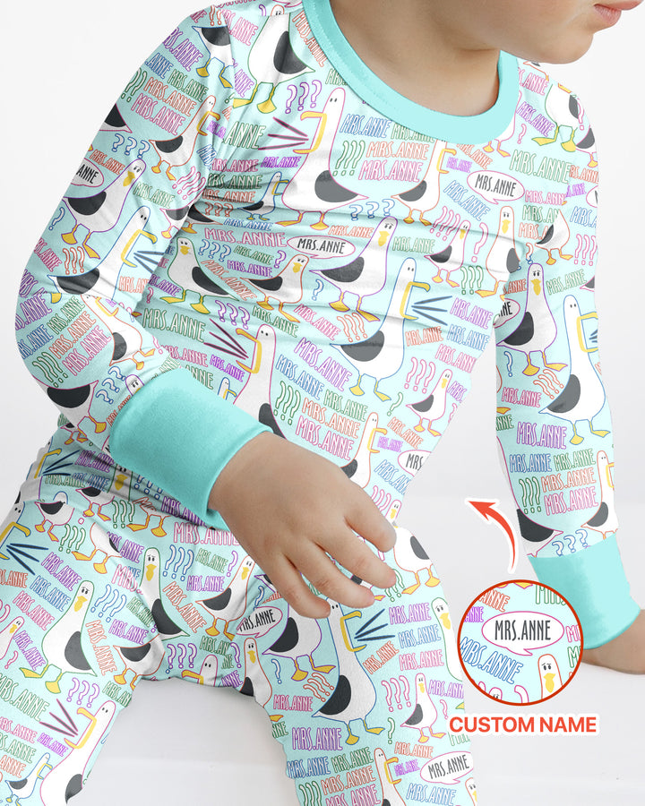 Teacher Teacher Teacher Funny Seagull Bamboo Two Piece Long Sleeve Pajama Set