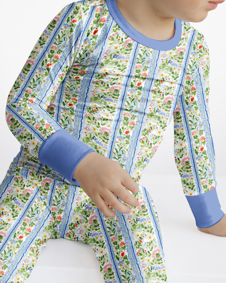 Pastel Floral Girl Bamboo Two Piece Long Sleeve Pajama Set