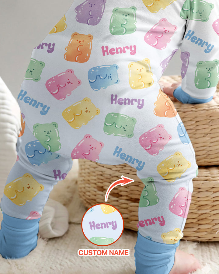 Kawaii Jelly Gummy Bears Custom Name Bamboo Convertible Zippy