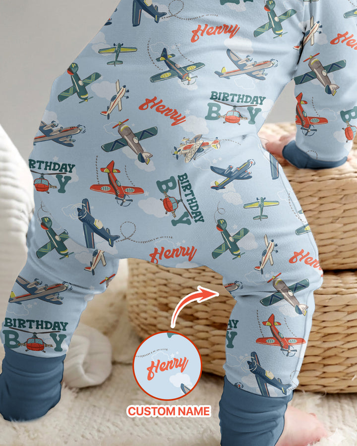 Personalized Airplane Birthday Boy Bamboo Convertible Zippy