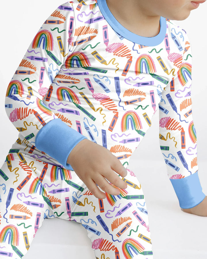 Zweiteiliges Langarm-Pyjama-Set mit Sommerfrüchten