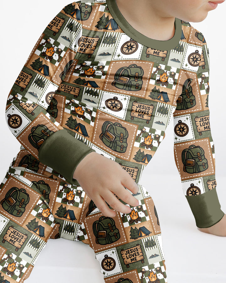 Zweiteiliges Langarm-Pyjama-Set mit Sommerfrüchten