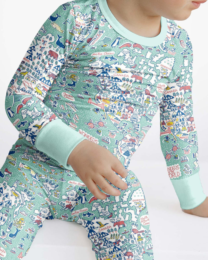 Zweiteiliges Langarm-Pyjama-Set mit Sommerfrüchten